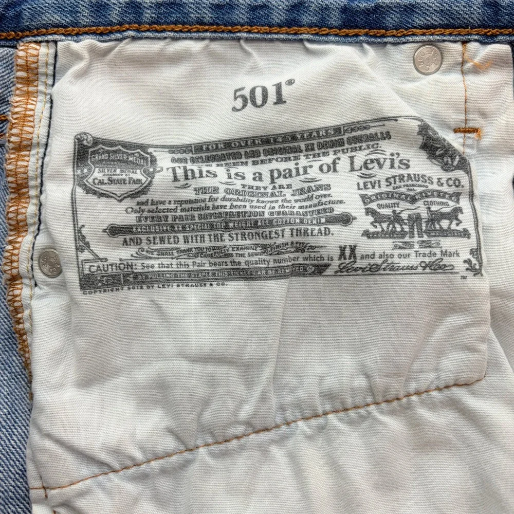 Levis 501 Original Cutoff Denim Shorts Size 28 Medium Wash Blue Excellent‎